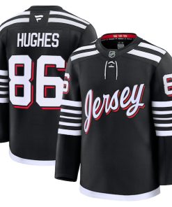 Jack Hughes New Jersey Devils  Alternate Premium Jersey - Black/White/Red