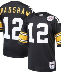 Terry Bradshaw Pittsburgh Steelers Authentic Throwback Retired Player Jersey - Black