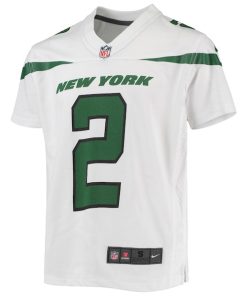 Alternative view of Zach Wilson New York Jets Nike Youth Game Jersey - White