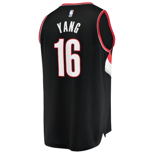 Yang Hansen Portland Trail Blazers Youth Fast Break Replica Jersey - Black - Icon Edition - Image 3