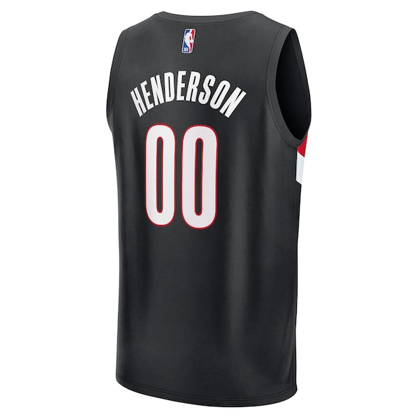 Scoot Henderson Portland Trail Blazers Youth Fast Break Replica Player Jersey - Icon Edition - Black - Image 3