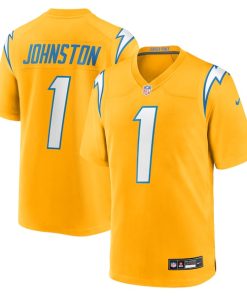 Alternative view of Quentin Johnston Los Angeles Chargers Nike Alternate Charger Power Game Player Jersey - Gold/Powder Blue/Navy