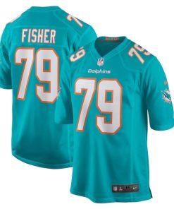 Eric Fisher Miami Dolphins Nike Home Game Player Jersey - Aqua