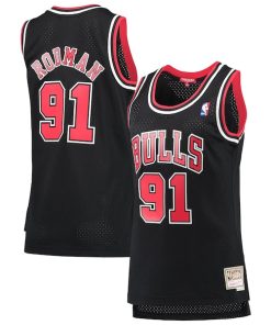 Dennis Rodman Chicago Bulls Women's  Hardwood Classics Swingman Jersey - Black