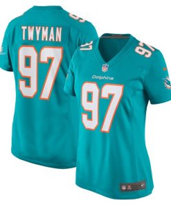 Jaylen Twyman Miami Dolphins Nike Women's Home Game Player Jersey - Aqua