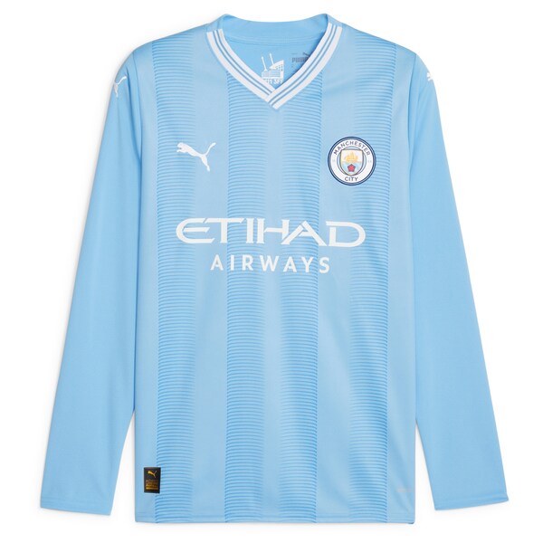 Manchester City Puma 2023/24 Home Replica Long Sleeve Jersey - Sky Blue - Image 2
