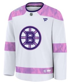 Alternative view of Boston Bruins  2024 Hockey Fights Cancer Practice Jersey - White