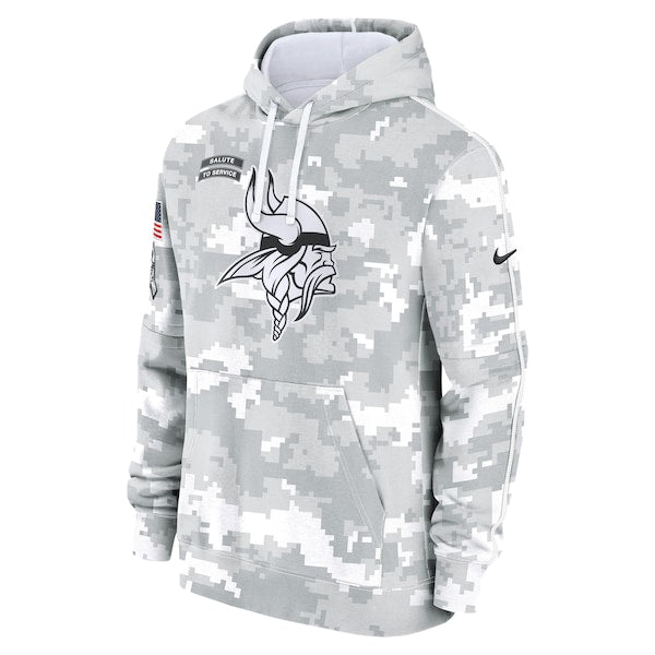 Minnesota Vikings Nike 2024 Salute to Service Club Fleece Pullover Hoodie - Arctic Camo - Image 2