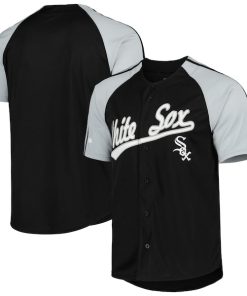 Chicago White Sox Stitches Button-Down Raglan Fashion Jersey - Black