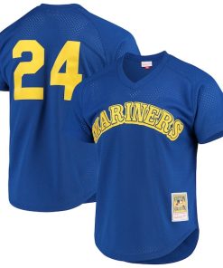 Alternative view of Ken Griffey Jr. Seattle Mariners Cooperstown Mesh Batting Practice Jersey - Royal/Navy