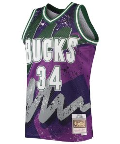 Alternative view of Ray Allen Milwaukee Bucks Hardwood Classics 2000/01 Hyper Hoops Swingman Jersey - Purple