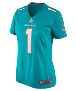 Alternative view of Number 1 Bride Miami Dolphins Nike Women's Game Jersey - Aqua