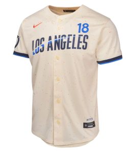 Alternative view of Yoshinobu Yamamoto Los Angeles Dodgers Nike Youth 2024 City Connect Limited Player Jersey - Cream
