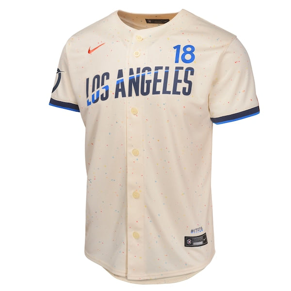 Yoshinobu Yamamoto Los Angeles Dodgers Nike Youth 2024 City Connect Limited Player Jersey - Cream - Image 2