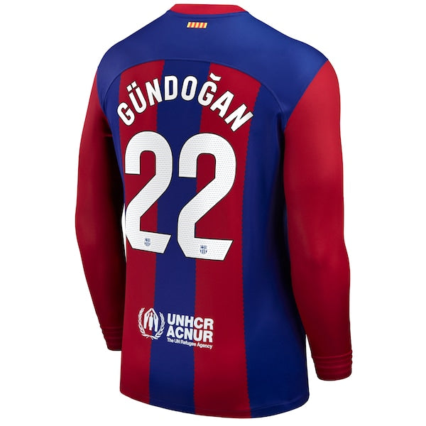 Ilkay G¨¹ndogan Barcelona Nike 2023/24 Home Stadium Replica Long Sleeve Player Jersey - Royal - Image 3