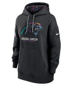 Alternative view of Carolina Panthers Nike Women's 2024 NFL Crucial Catch Club Pullover Hoodie - Black