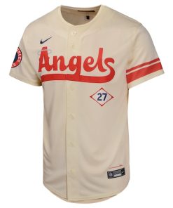 Alternative view of Mike Trout Los Angeles Angels Nike Youth City Connect Limited Player Jersey - Cream