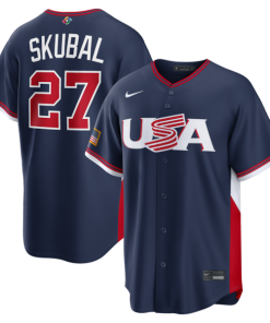 Men's USA Baseball Tarik Skubal Nike 2026 World Baseball Classic Road Stadium Jersey - Navy/White