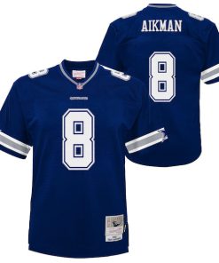 Alternative view of Troy Aikman Dallas Cowboys  Youth 1996 Legacy Jersey - Navy/White