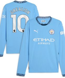 Jack Grealish Manchester City Puma 2024/25 Home Replica Long Sleeve Player Jersey - Light Blue