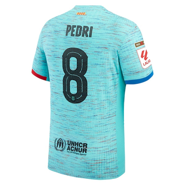 Pedri Barcelona Nike 2023/24 Third Authentic Jersey - Aqua/Royal/White - Image 4