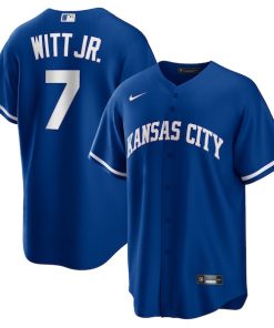 Alternative view of Bobby Witt Jr. Kansas City Royals Nike Alternate 2 Replica Jersey - Rush Blue/Gray/White