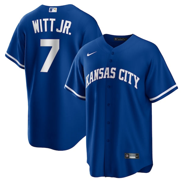 Bobby Witt Jr. Kansas City Royals Nike Alternate 2 Replica Jersey - Rush Blue/Gray/White - Image 2