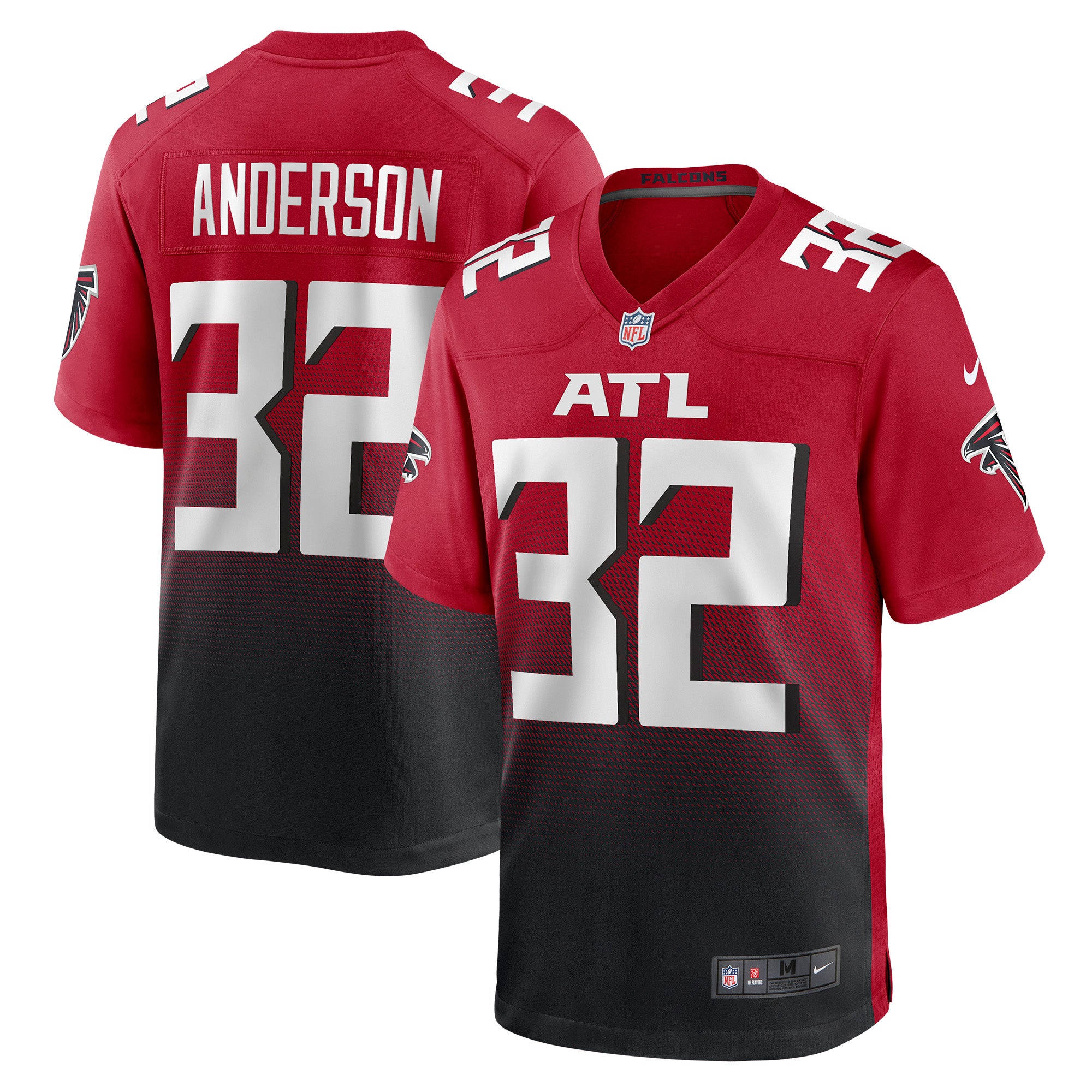 Jamal Anderson Atlanta Falcons Nike Game Retired Player Jersey - Black/Red - Image 5