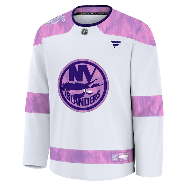 New York Islanders 2024 Hockey Fights Cancer Practice Jersey - White - Image 2