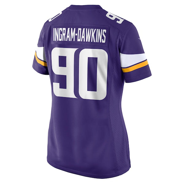 Tyrion Ingram-Dawkins Minnesota Vikings Nike Women's Team Game Jersey - Purple - Image 3