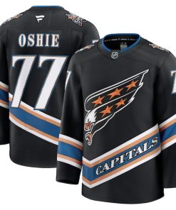 Alternative view of TJ Oshie Washington Capitals  Alternate 50th Anniversary Premium Jersey - Black/Red