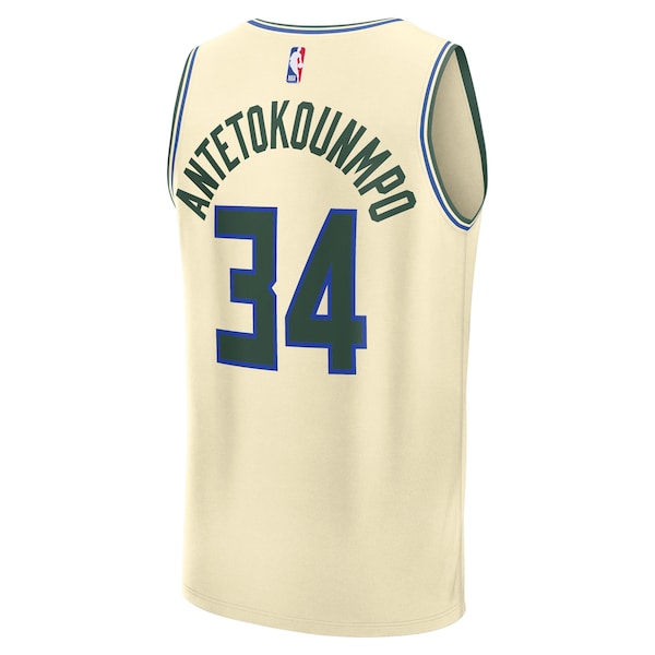 Giannis Antetokounmpo Milwaukee Bucks 2025/26 City Edition Fast Break Jersey - Cream - Image 3