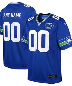 Seattle Seahawks Nike Youth 50th Season Throwback Custom Game Jersey - Royal