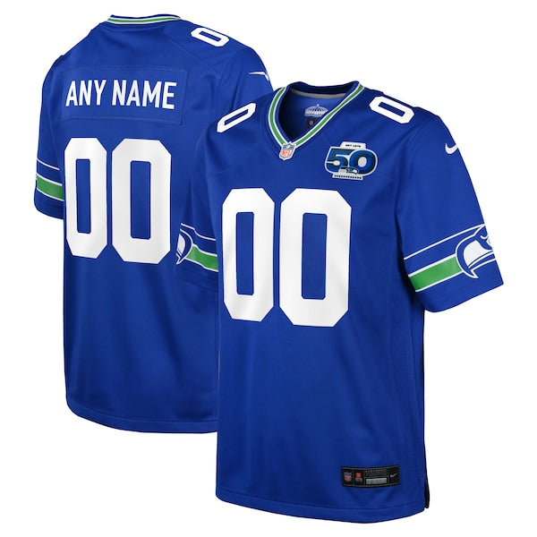 Seattle Seahawks Nike Youth 50th Season Throwback Custom Game Jersey - Royal