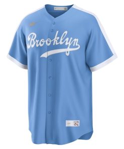 Alternative view of Jackie Robinson Brooklyn Dodgers Nike Alternate Cooperstown Collection Player Jersey - Light Blue