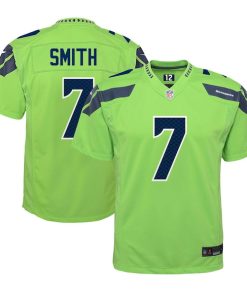 Alternative view of Geno Smith Seattle Seahawks Nike Youth Alternate Player Game Jersey - Neon Green