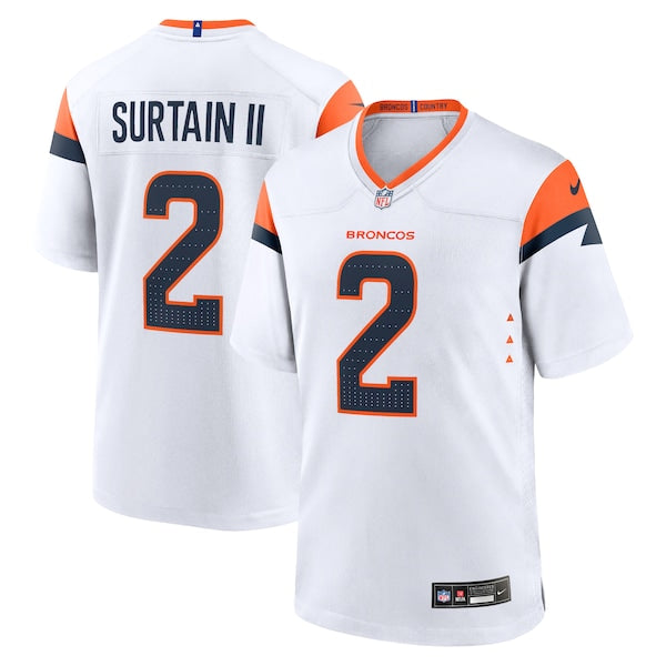 Patrick Surtain II Denver Broncos Nike Game Jersey - White/Navy/Orange - Image 2