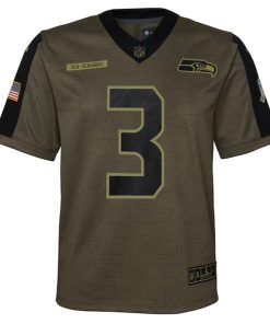 Alternative view of Russell Wilson Seattle Seahawks Nike Youth 2021 Salute To Service Game Jersey - Olive