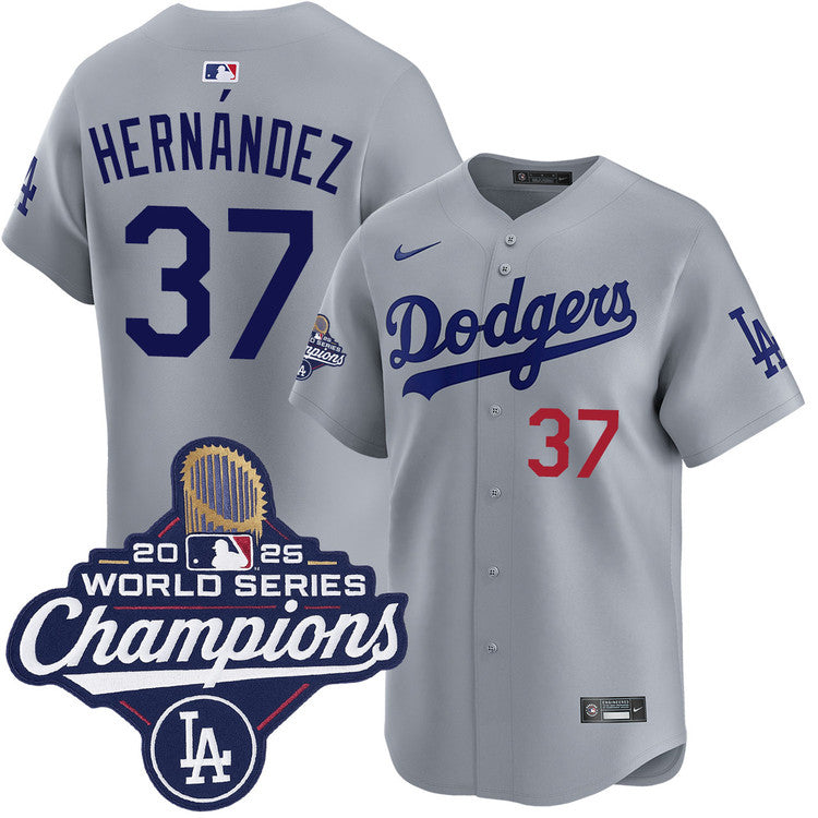 Teoscar Hern¨¢ndez Los Angeles Dodgers Nike 2025 World Series Champions Home Replica Jersey - Grey