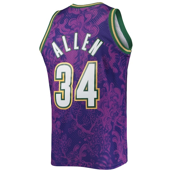 Ray Allen Milwaukee Bucks Hardwood Classics 2000/01 Lunar New Year Swingman Jersey - Purple - Image 3