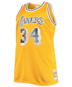 Alternative view of Shaquille O'Neal Los Angeles Lakers Big & Tall 1996-97 NBA 75th Anniversary Diamond Swingman Jersey - Gold