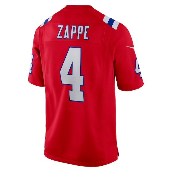 Bailey Zappe New England Patriots Nike Alternate Game Player Jersey - Red/Navy/White - Image 4