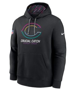 Alternative view of Chicago Bears Nike 2024 NFL Crucial Catch Club Pullover Hoodie - Black