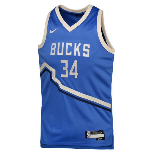 Giannis Antetokounmpo Milwaukee Bucks Nike Youth 2024/25 Swingman Player Jersey - City Edition - Royal - Image 2