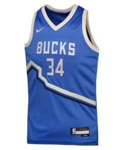 Alternative view of Giannis Antetokounmpo Milwaukee Bucks Nike Youth 2024/25 Swingman Player Jersey - City Edition - Royal