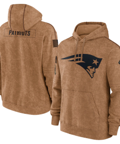 New England Patriots Men's Nike Brown 2023 Salute To Service Club Pullover Hoodie