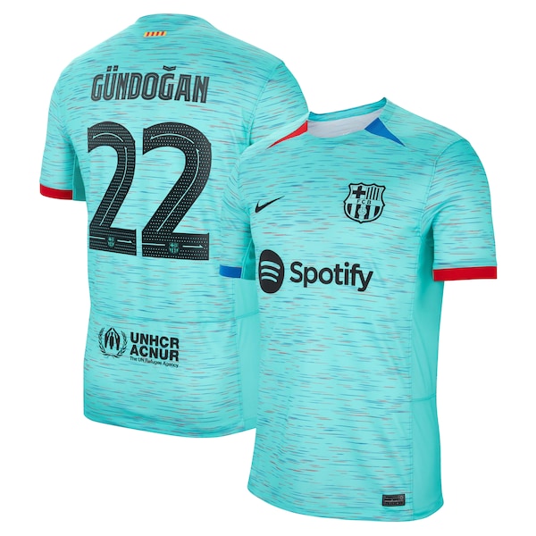 Ilkay G¨¹ndogan Barcelona Nike 2023/24 Third Replica Jersey - Aqua/Royal/White - Image 5