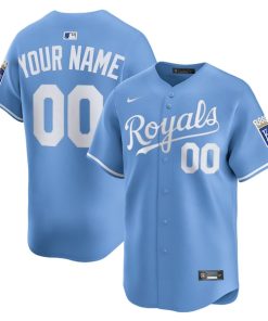 Alternative view of Kansas City Royals Nike Alternate Limited Custom Jersey - Light Blue/White