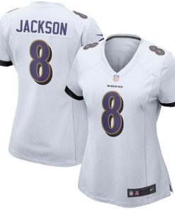 Alternative view of Lamar Jackson Baltimore Ravens Nike Women's Game Jersey - White/Black/Purple