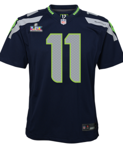Alternative view of Youth Seattle Seahawks Jaxon Smith-Njigba Nike College Navy Super Bowl LX Patch Game Jersey